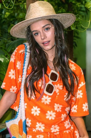 Flower Shower Top - Orange