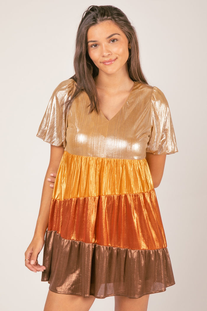 Layers Of Light Dress - Gold