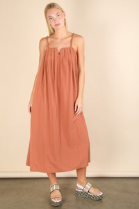 Simple Twist Dress - Brick