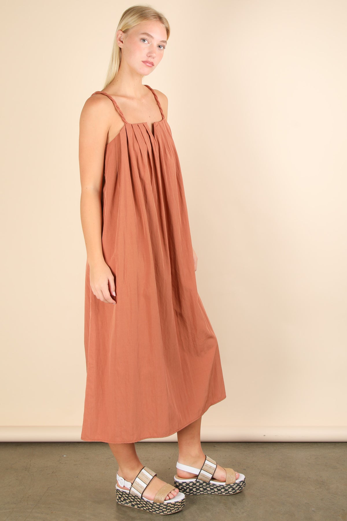 Simple Twist Dress - Brick