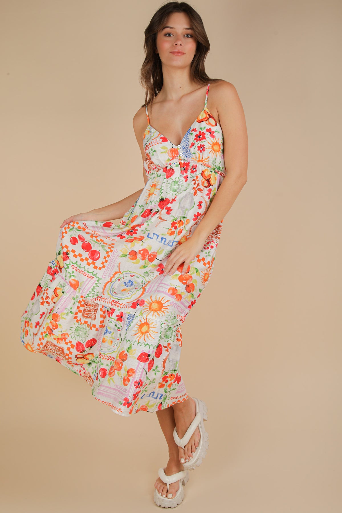 Fruit Basket Dress - White