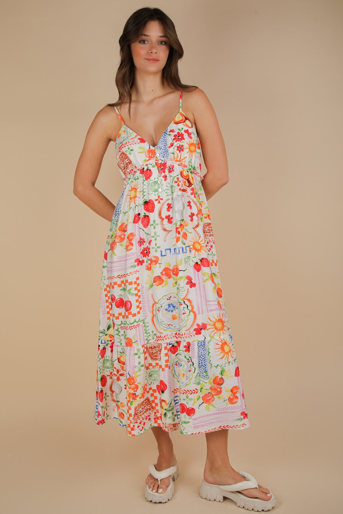 Fruit Basket Dress - White