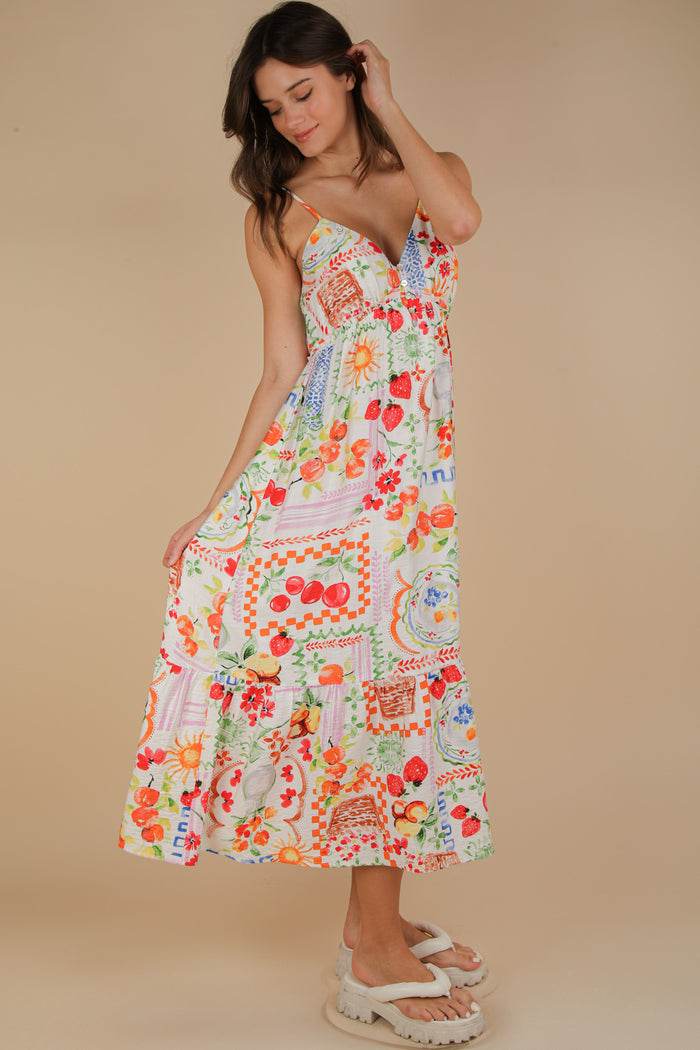Fruit Basket Dress - White