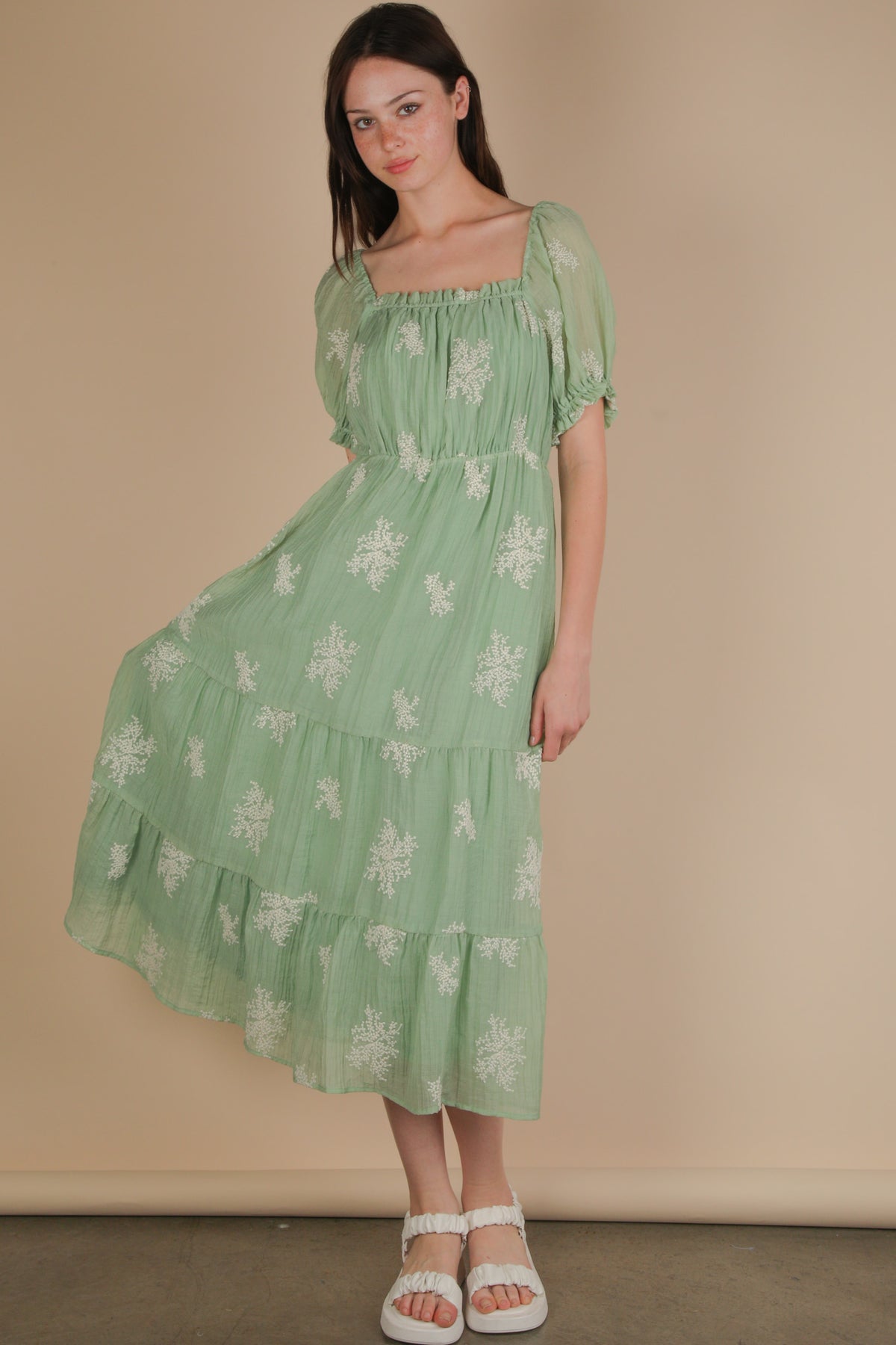 Whisper In Bloom Dress - Sage