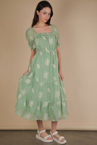 Whisper In Bloom Dress - Sage