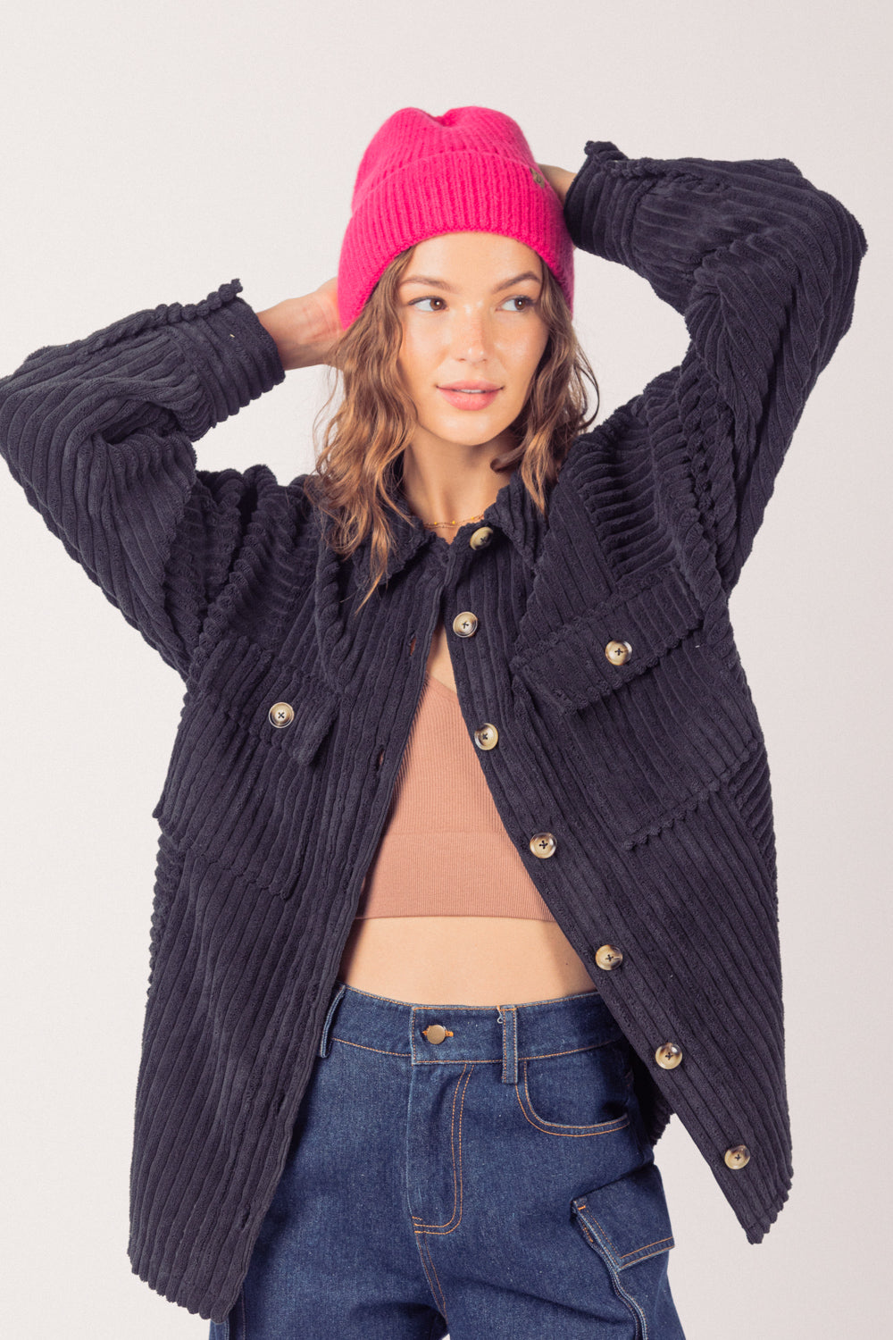Down The Line Shacket - Black