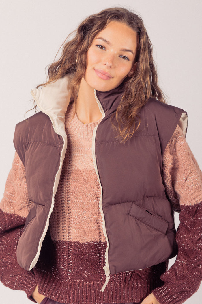 Sharp Contrast Vest - Chocolate