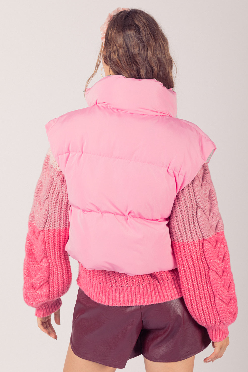 Sharp Contrast Vest - Pink