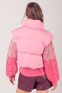 Sharp Contrast Vest - Pink