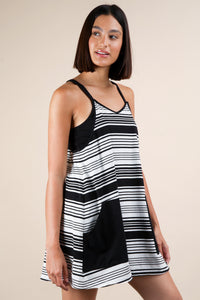 Cut Across Dress - Black & White