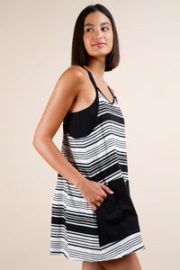 Cut Across Dress - Black & White