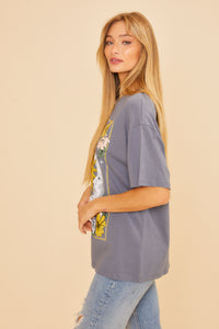 Floral Sun & Moon Tee - Slate