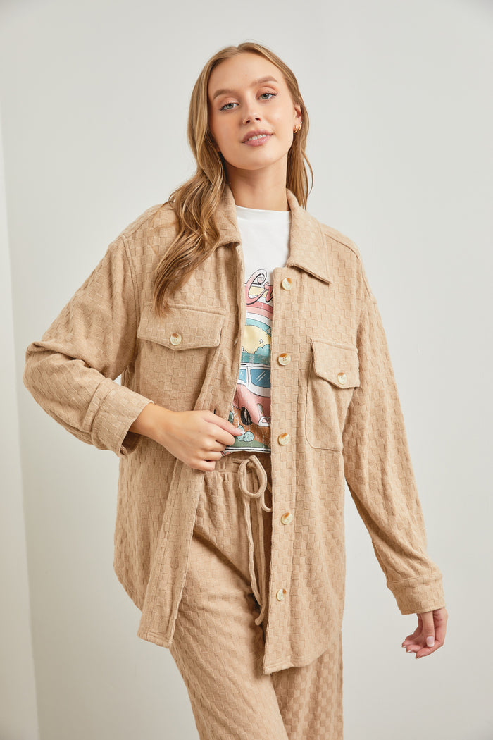 Cozy Habits Shacket - Taupe