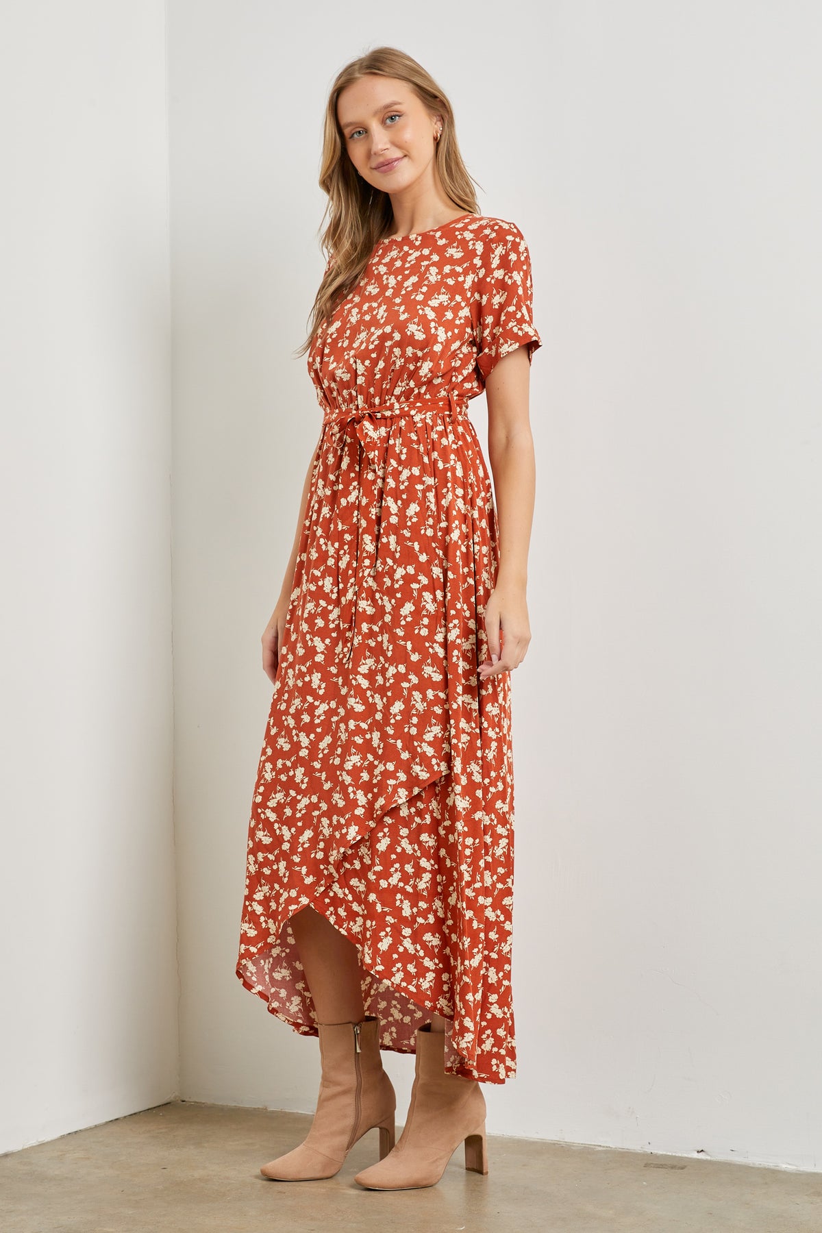 Wrap Around Joy Dress - Rust