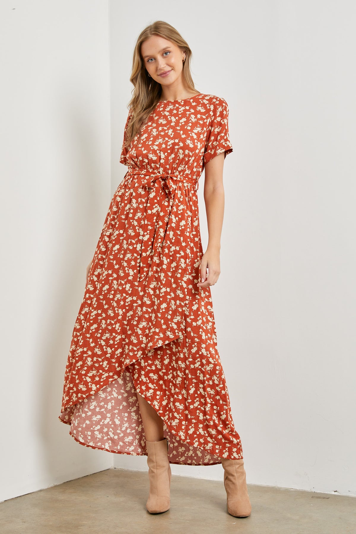Wrap Around Joy Dress - Rust