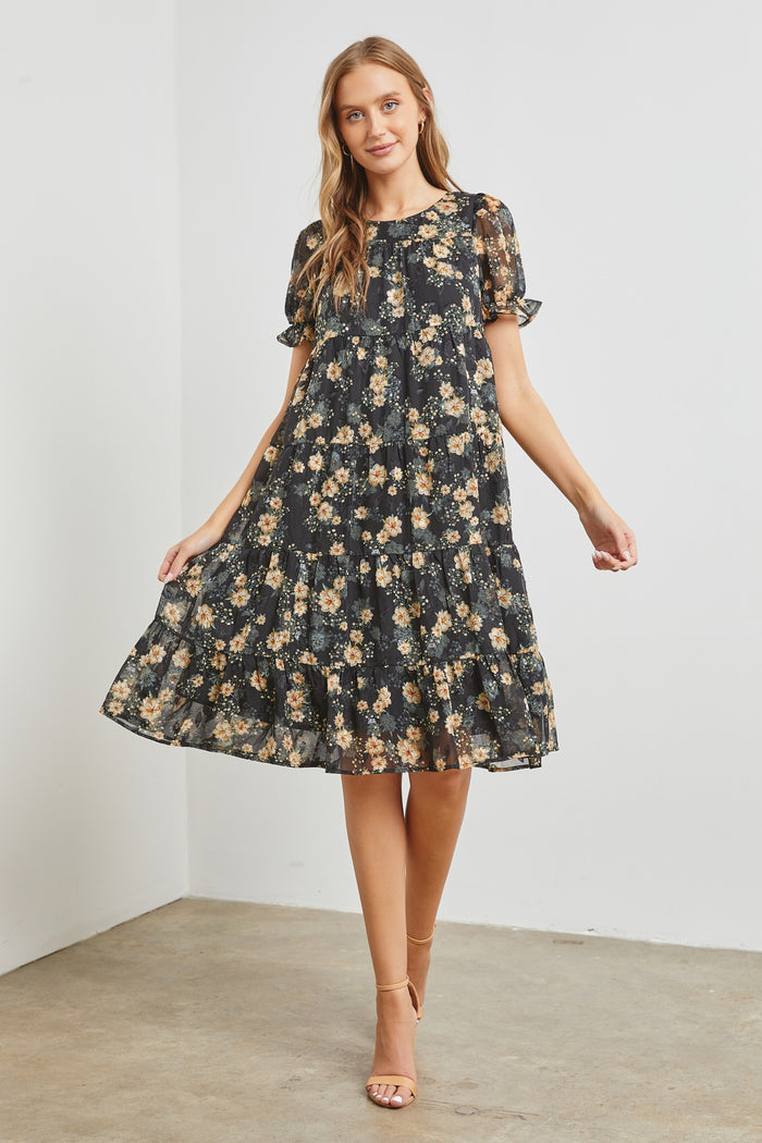 Floral Magic Dress - Black