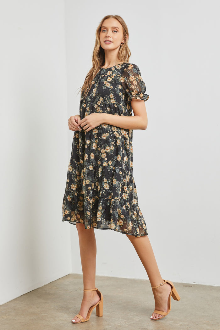 Floral Magic Dress - Black