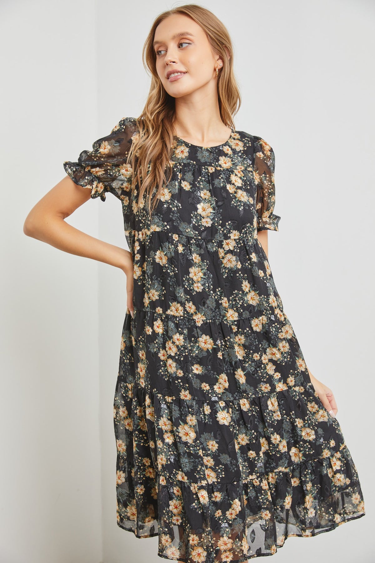 Floral Magic Dress - Black