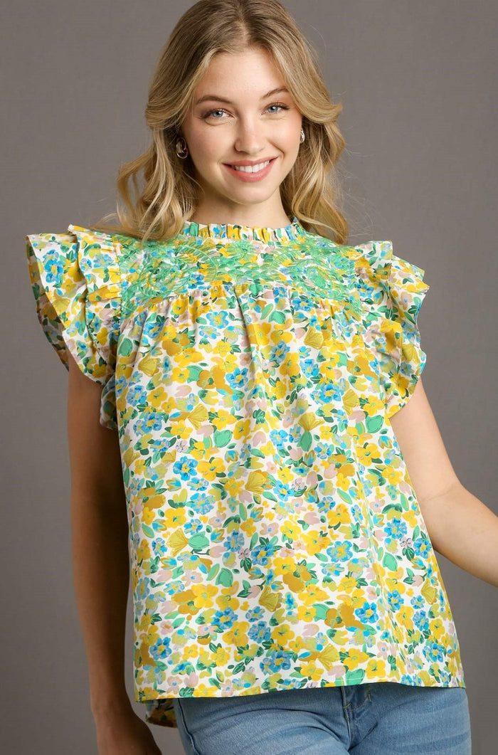 Spotted In The Garden Top - Lime