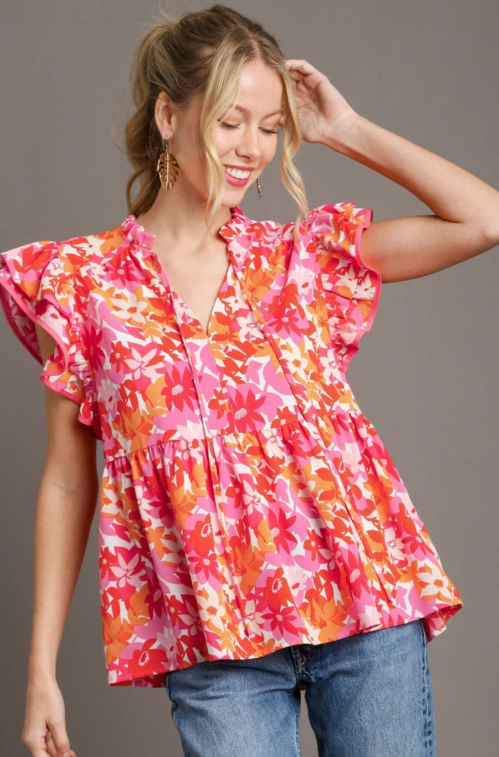 Frankly Floral Top - Red