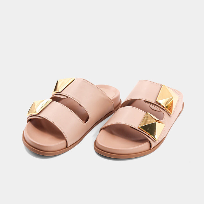 Bernarda Slide Sandals - Nude