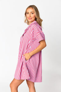 Striped Reverie Dress - Red