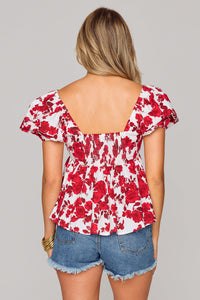 Whisper Sweetly Top - Red Floral