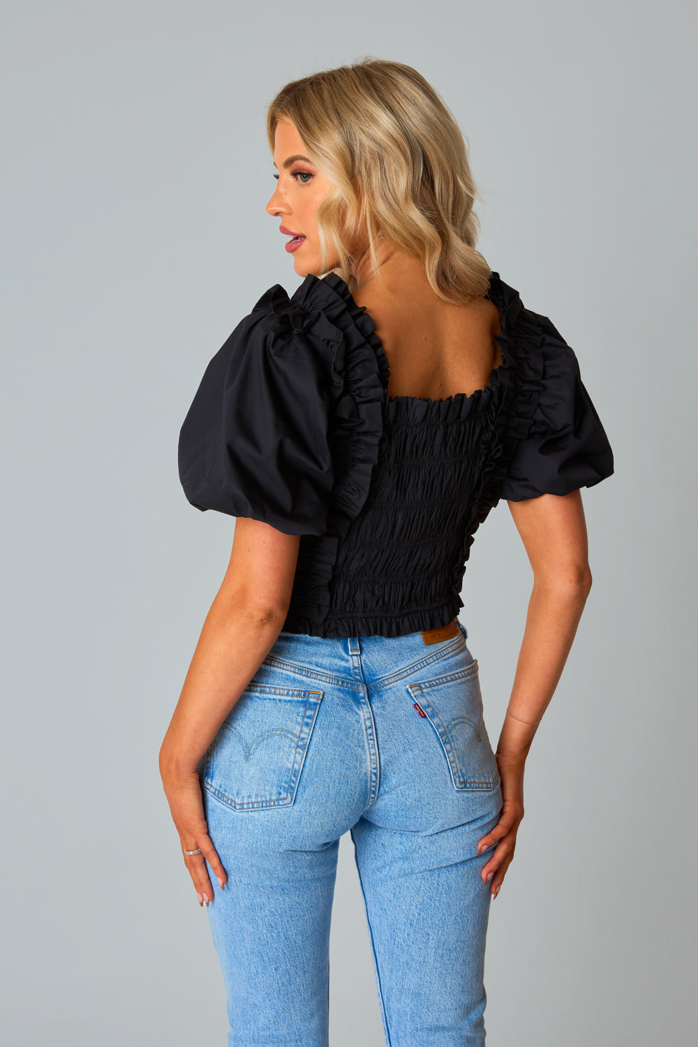 Flounce & Frill Top - Black