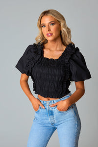 Flounce & Frill Top - Black