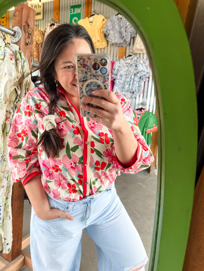 Pansy Paradise Top - Red