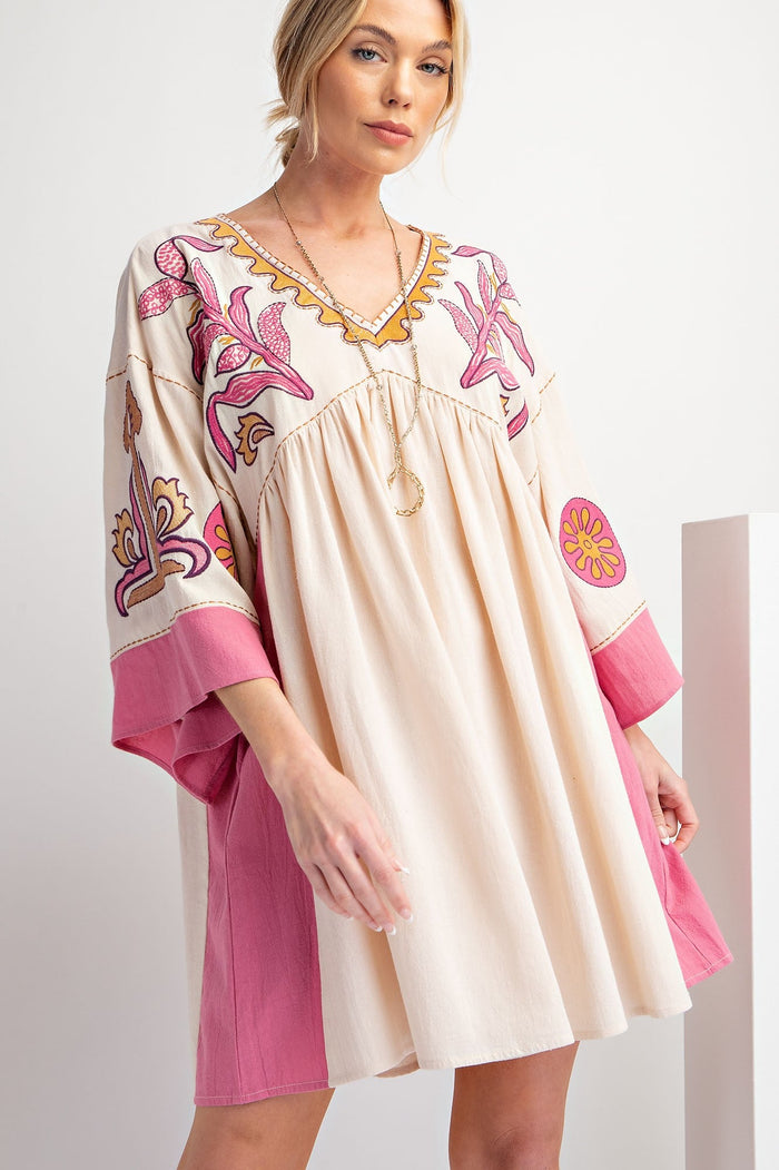 Soul Flower Dress - Ivory/Pink