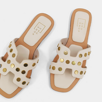 Donatella Slide Sandals - Bone