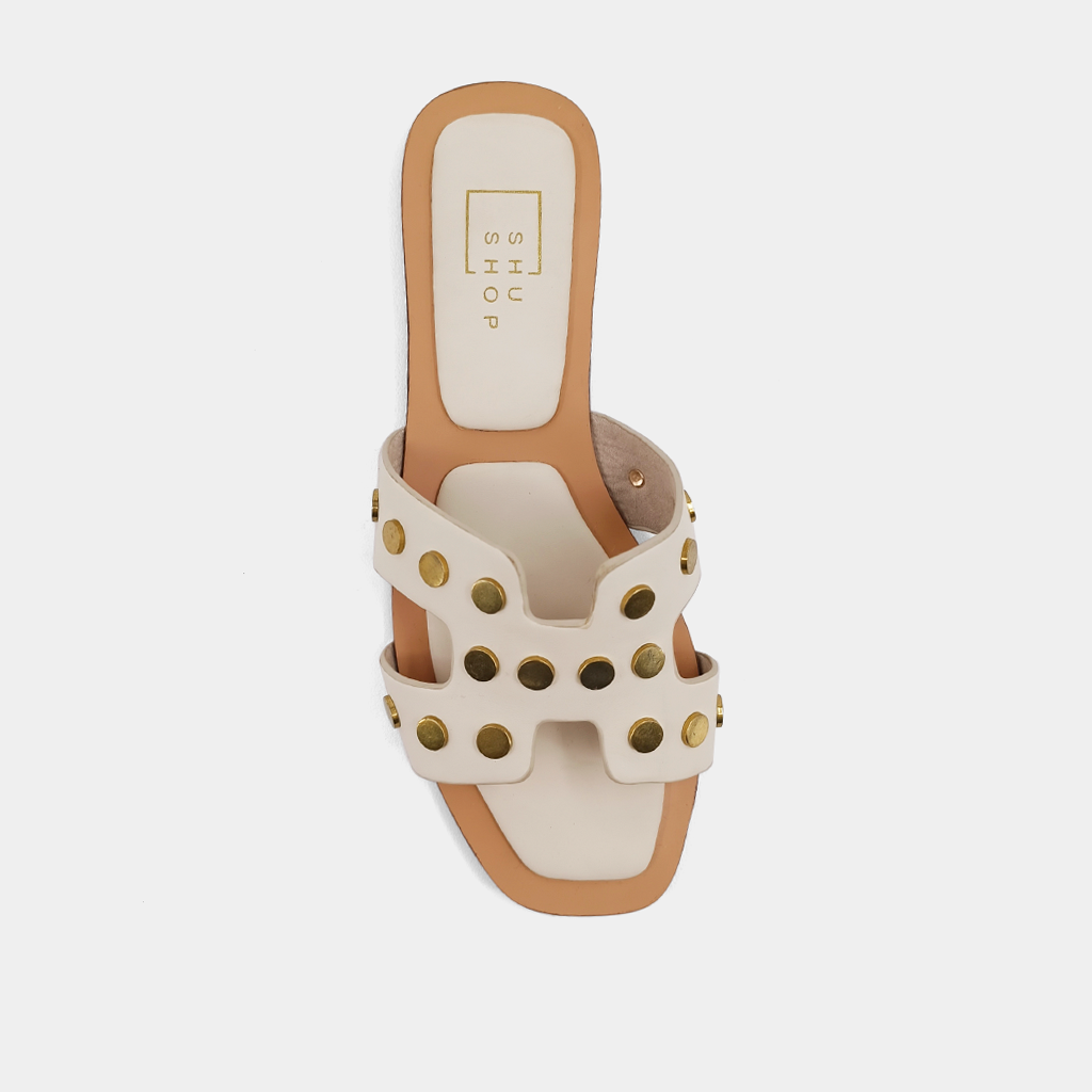 Donatella Slide Sandals - Bone