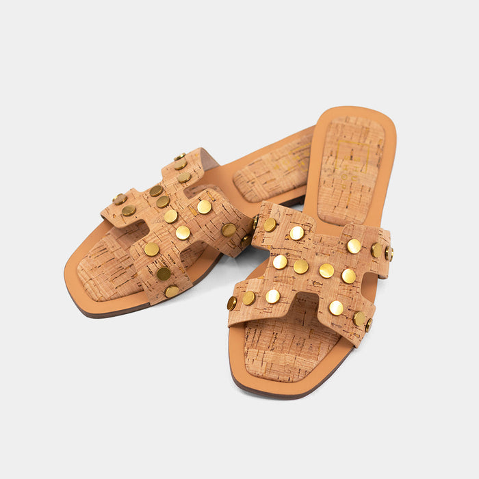 Donatella Slide Sandals - Cork
