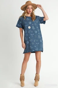 Western Icons Dress - Denim