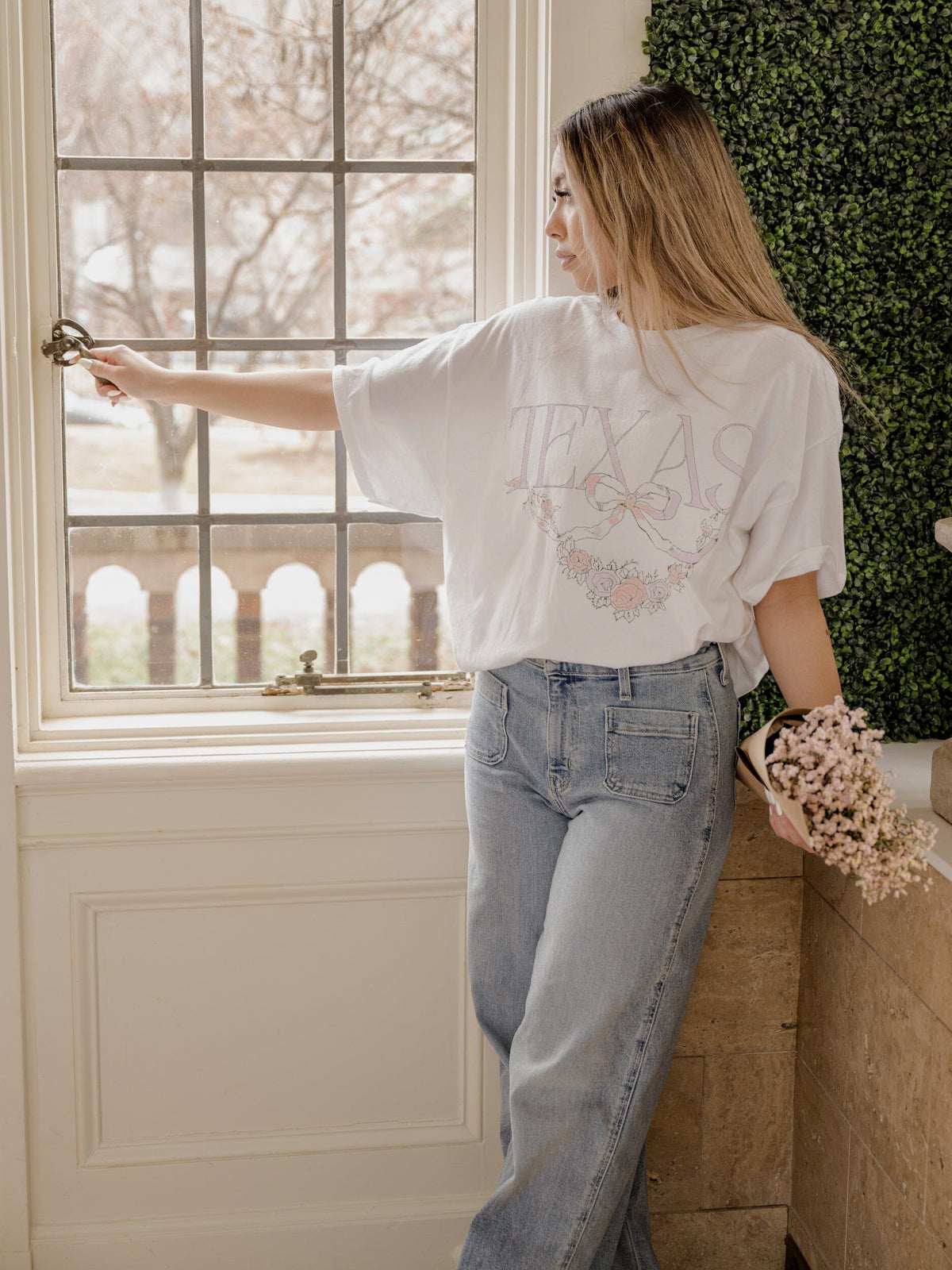Texas Floral Swag Tee - White