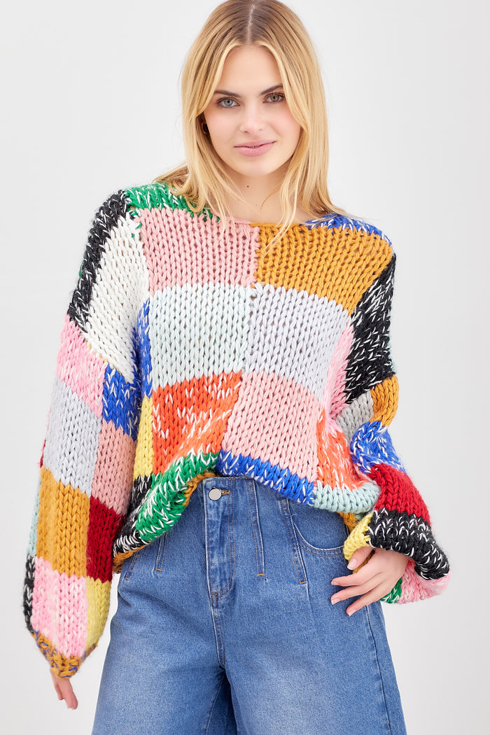 Patch Mosaic Sweater - Rainbow