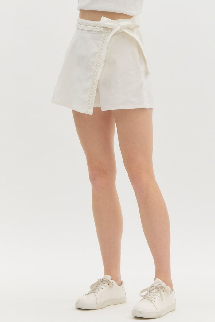 Plaited Path Skort - Off White