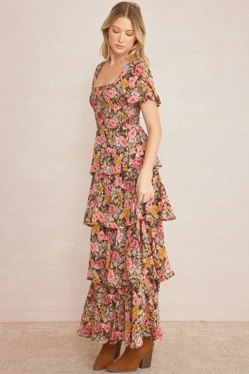 Serenity Rose Dress - Brown