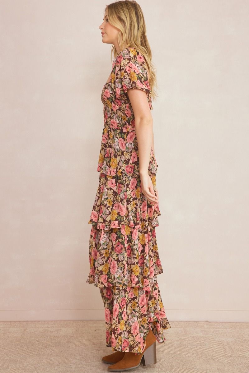 Serenity Rose Dress - Brown
