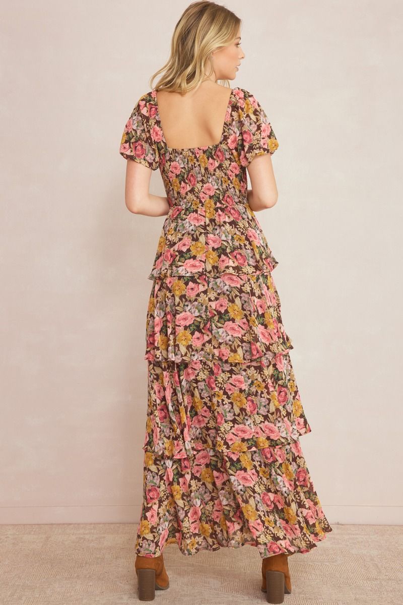Serenity Rose Dress - Brown