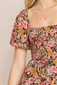 Serenity Rose Dress - Brown