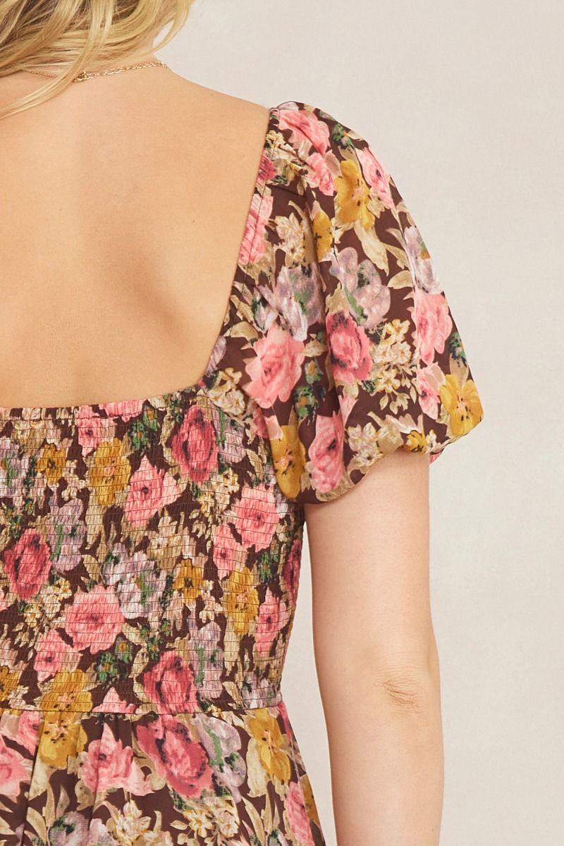 Serenity Rose Dress - Brown