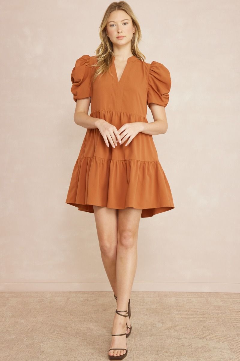 Hold On Tight Dress - Cognac