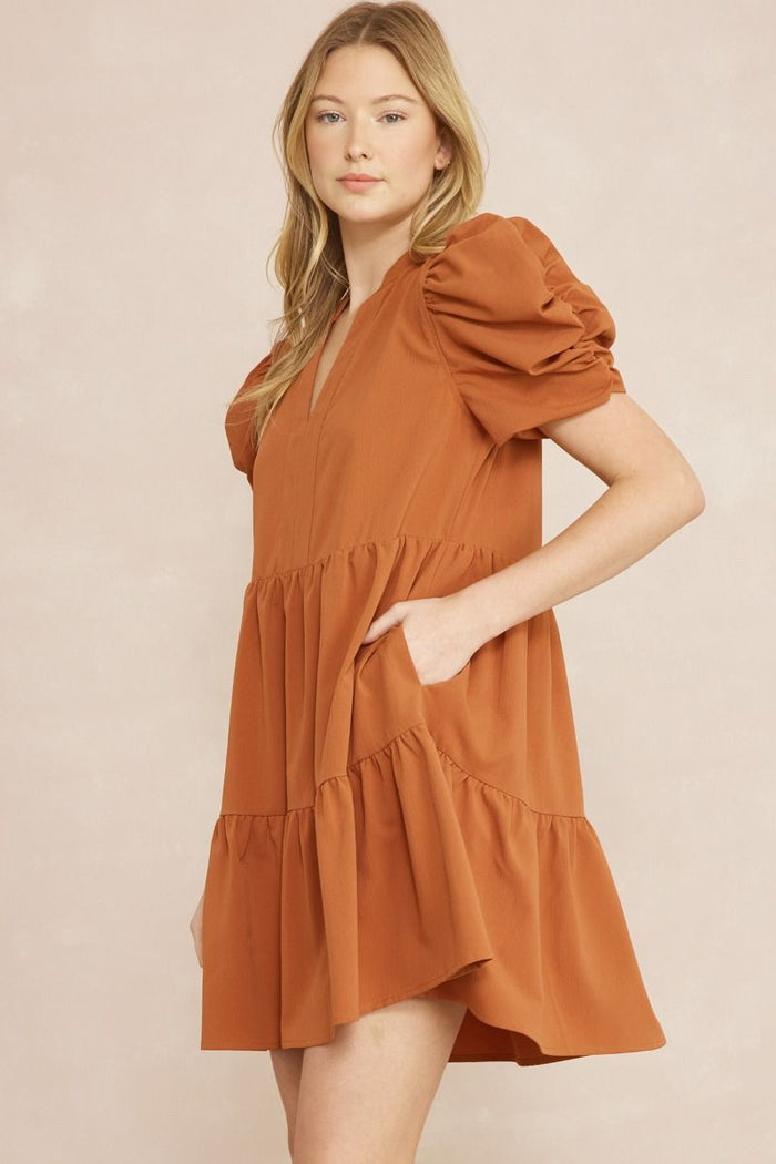 Hold On Tight Dress - Cognac