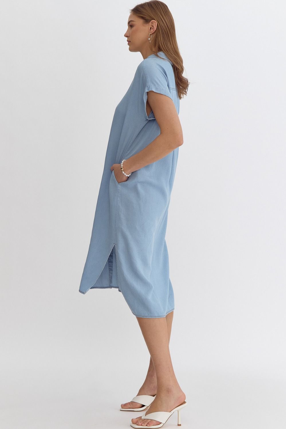 Set Straight Dress - Lt Denim Sage in Bloom Set Straight Dress - Lt Denim Sage in Bloom