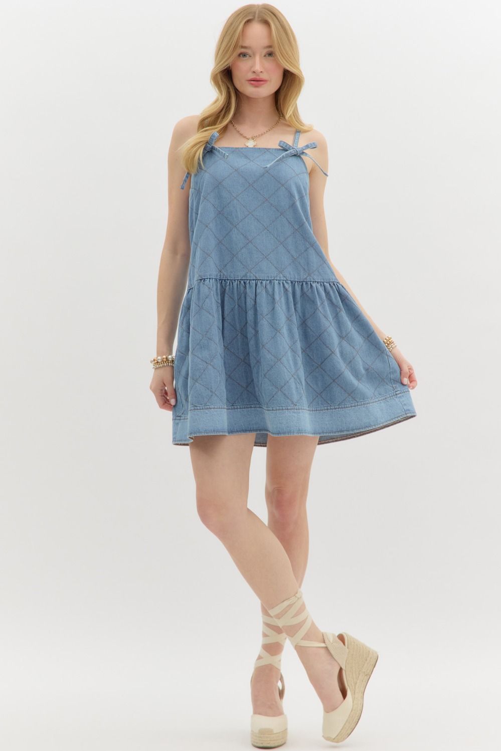 Trellis Frame Dress - Denim
