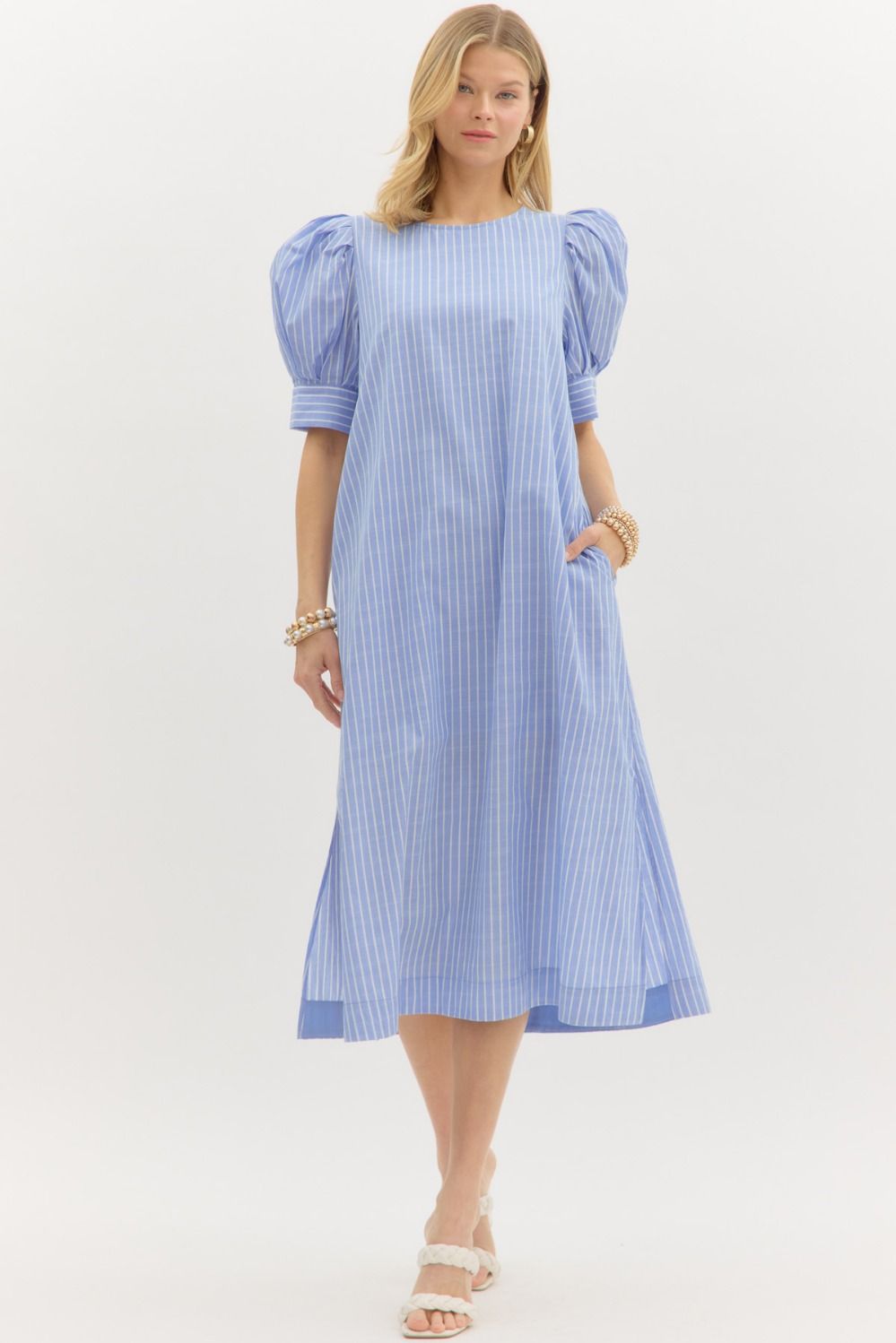 Along Those Lines Dress - Blue