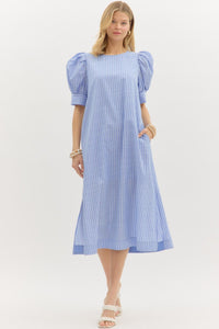 Along Those Lines Dress - Blue