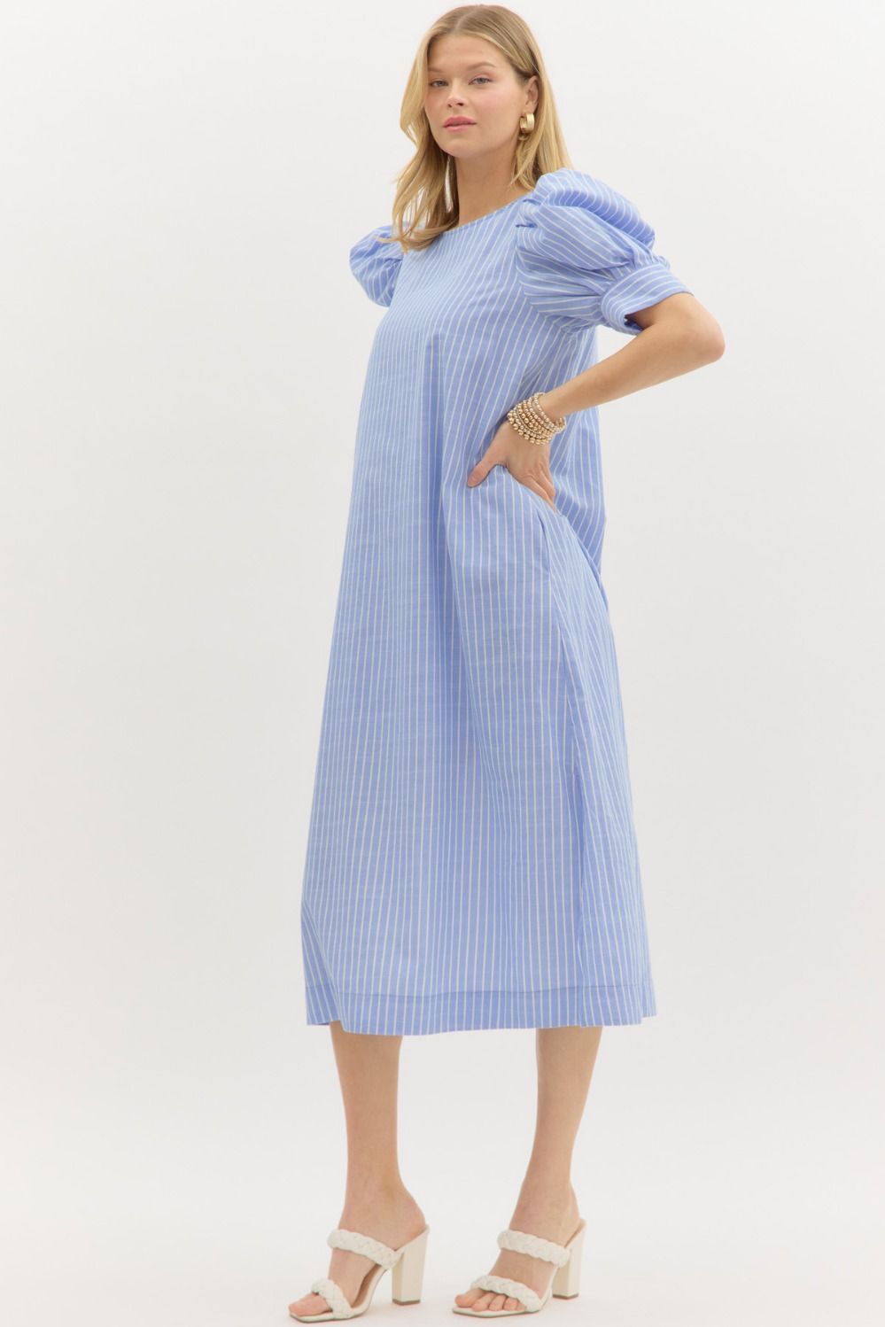 Along Those Lines Dress - Blue